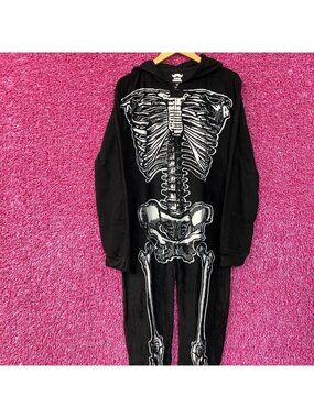 Under Disguise Skeleton Black Warm Fleece One Piece Zip Up Onesie XL